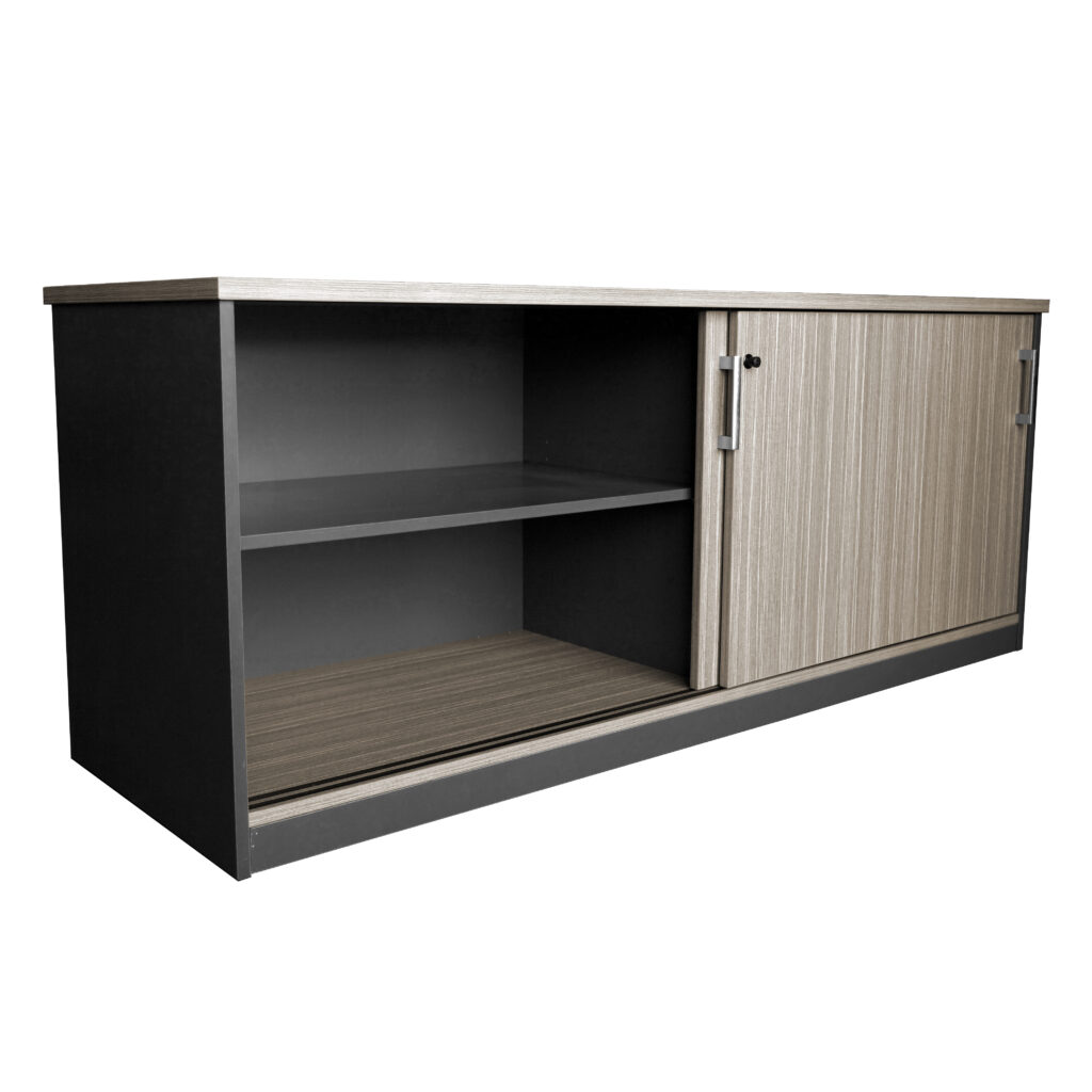 Credenza storage cabinet with sliding doors and internal shelving in the Urban Melamine Range, Bunbury.