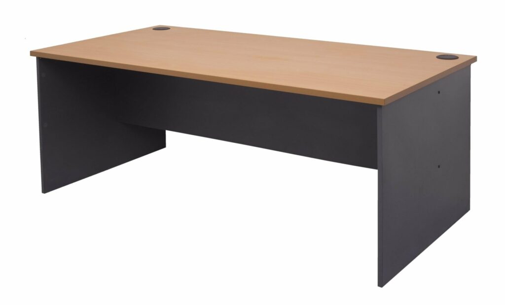 Rapid Worker Slab End Desk - Beech top with Ironstone base - Vogue Office Furniture Bunbury.