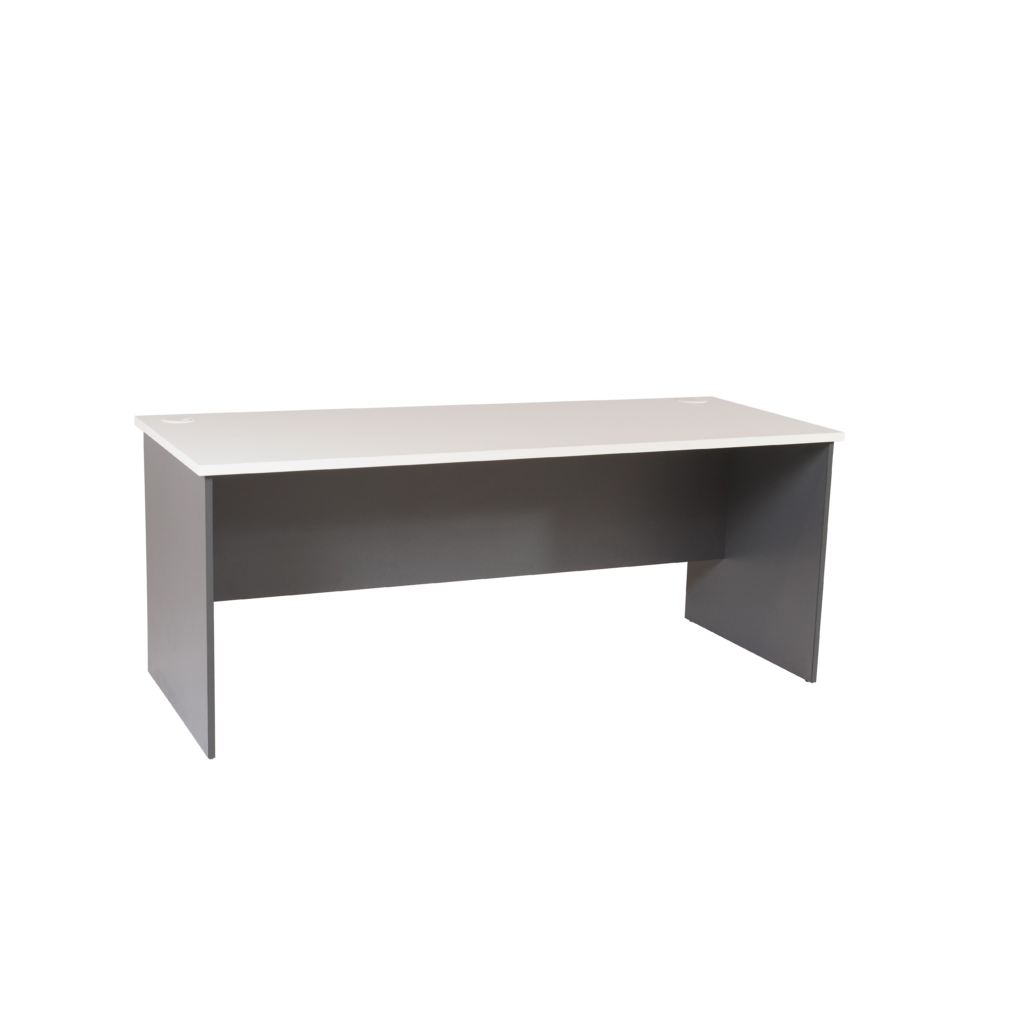 Rapid Worker Slab End Desk – Natural White finish – sleek and practical office desk available from Vogue Office Furniture Bunbury.
