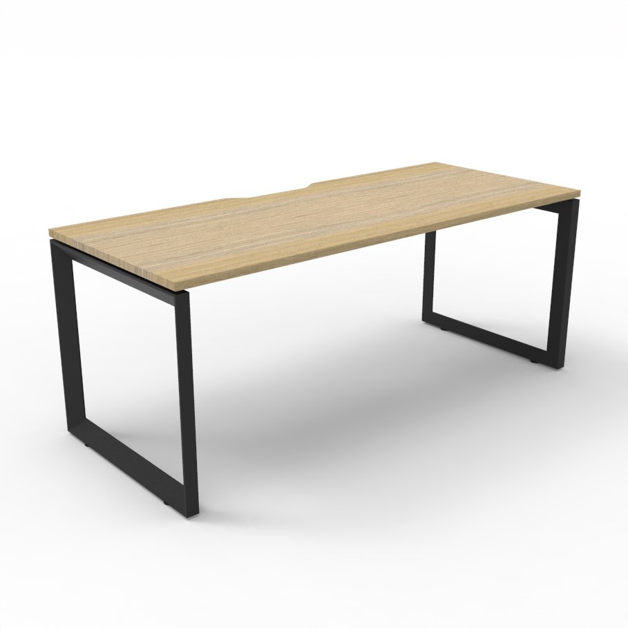 Compact Infinity Loop Leg Desk in Natural Oak with Black Satin frame, minimalistic design perfect for small office spaces in Bunbury.