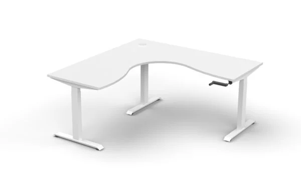 Boost Crank Corner Workstation in Natural White with White frame