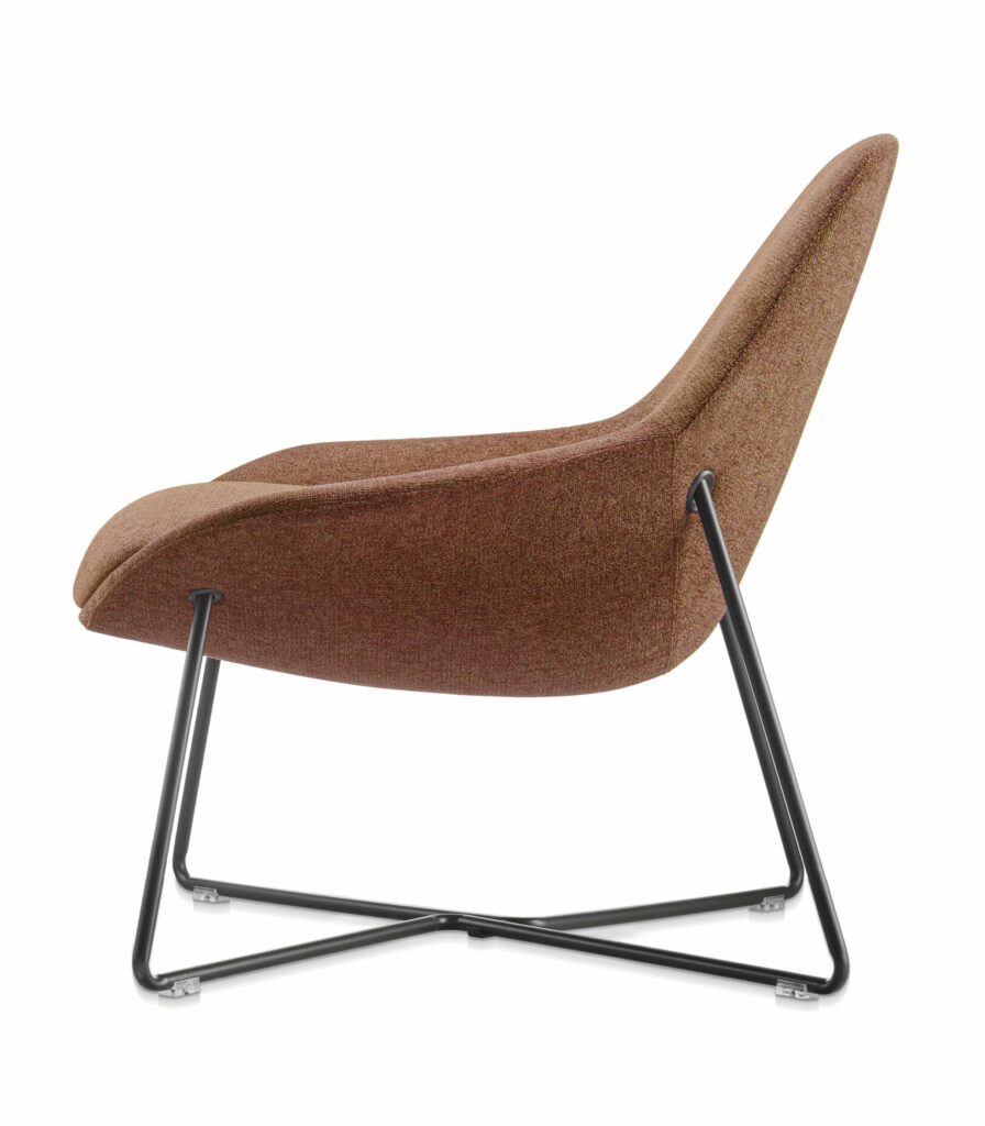 Lutie Cross Lounge Chair – Rust fabric rear view – contoured backrest and durable cross frame, available from Vogue Office Furniture Bunbury.