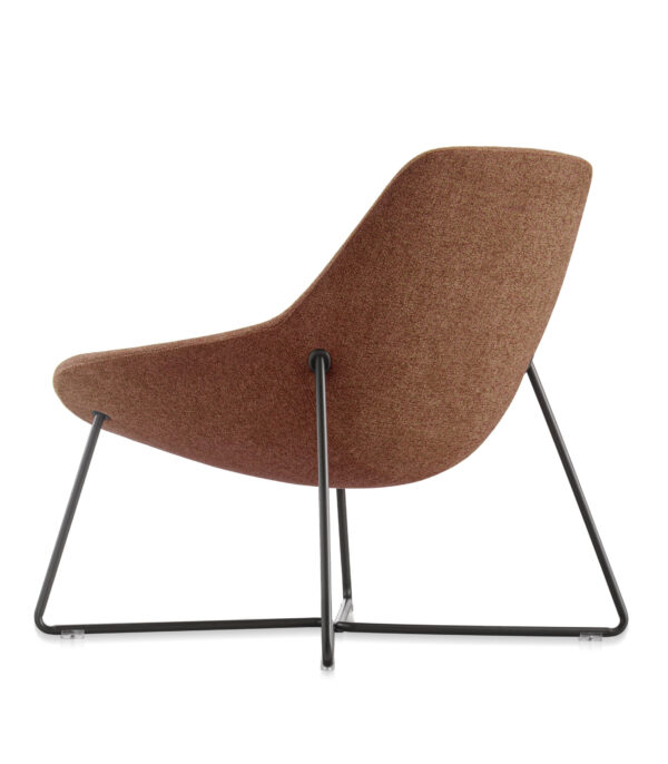 Lutie Cross Lounge Chair – angled view – sculpted lounge seat with moulded foam and steel frame, available from Vogue Office Furniture Bunbury.